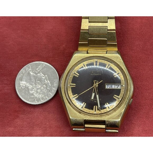 Vintage Seiko 7009- 8079 Watch 17 Jewels Automatic Day Date Running Gold Tone - Picture 6 of 10